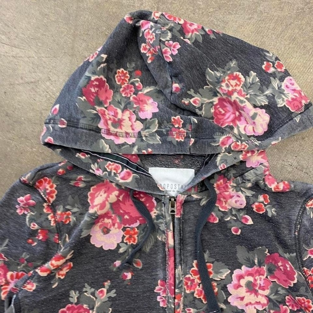 Vintage Y2K Aeropostale Floral Flowers 2000s Womens Full Zip Hoodie Size M - Picture 2 of 5